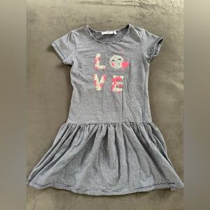 Charming Gray and Pink Kids Dress with Love Design